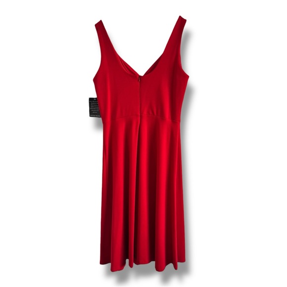 BOSTON PROPER Red Fit & Flare Sleeveless V-Neck Flowy Midi / Knee Length XS NWT - Picture 2 of 5